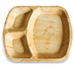 Eco-Friendly 3-Compartment Areca Palm Leaf Plate (30x25cm)