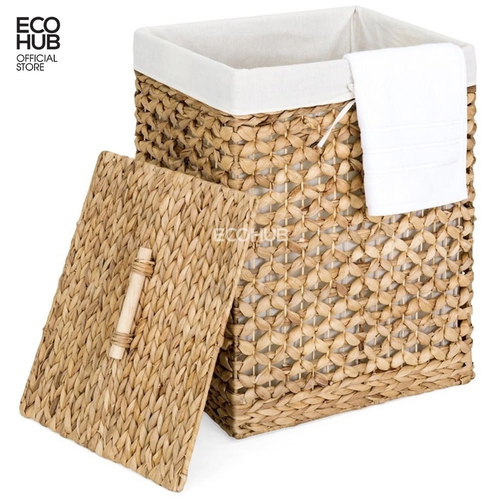 Premium Rectangular Water Hyacinth Laundry Basket