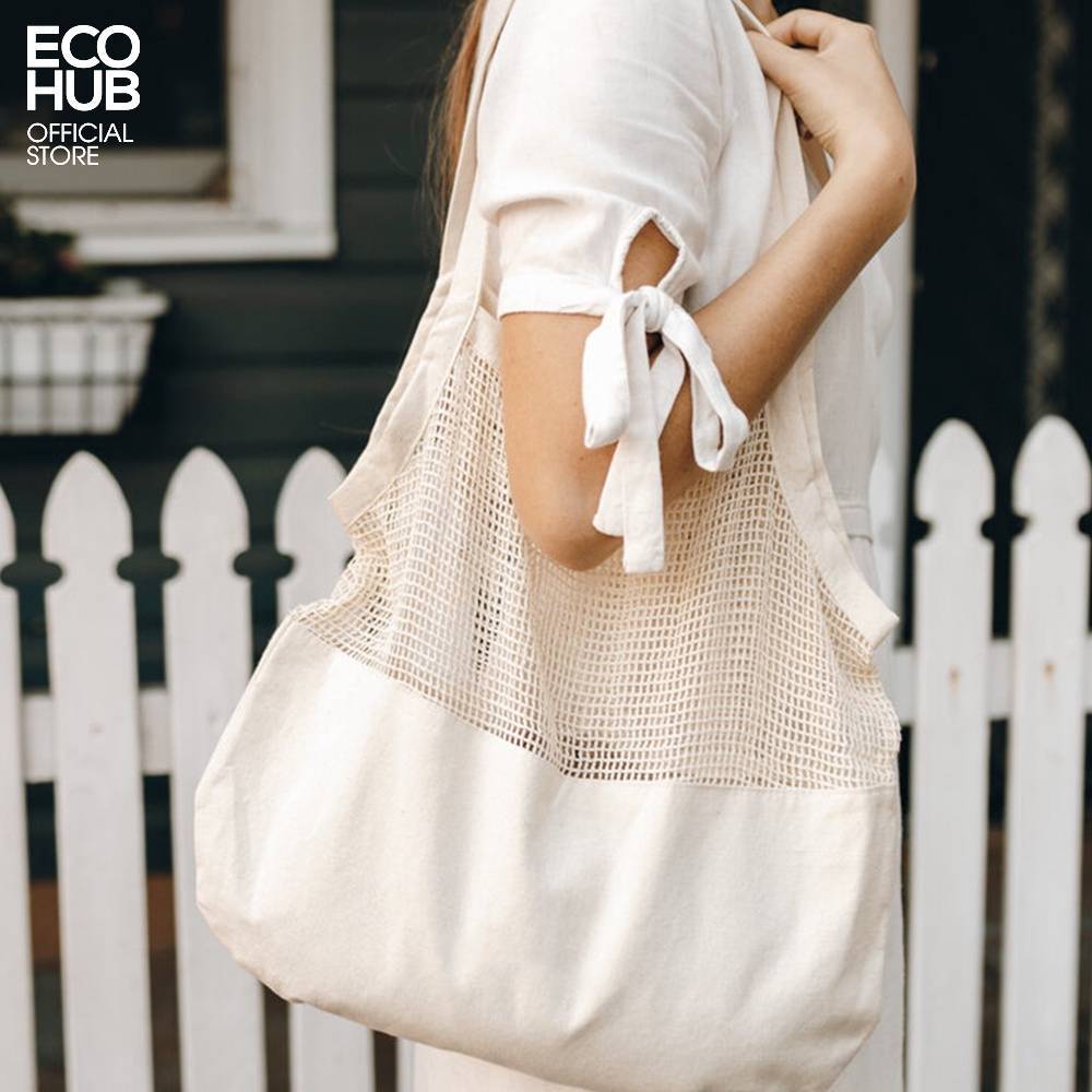 Premium Vintage Canvas Tote Bag with Bamboo Handles | Eco-Friendly Decor & Storage