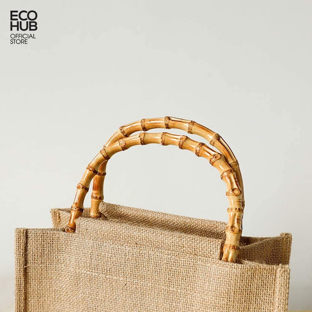 Premium Vintage Canvas Tote Bag with Bamboo Handles | Eco-Friendly Decor & Storage - Image 7